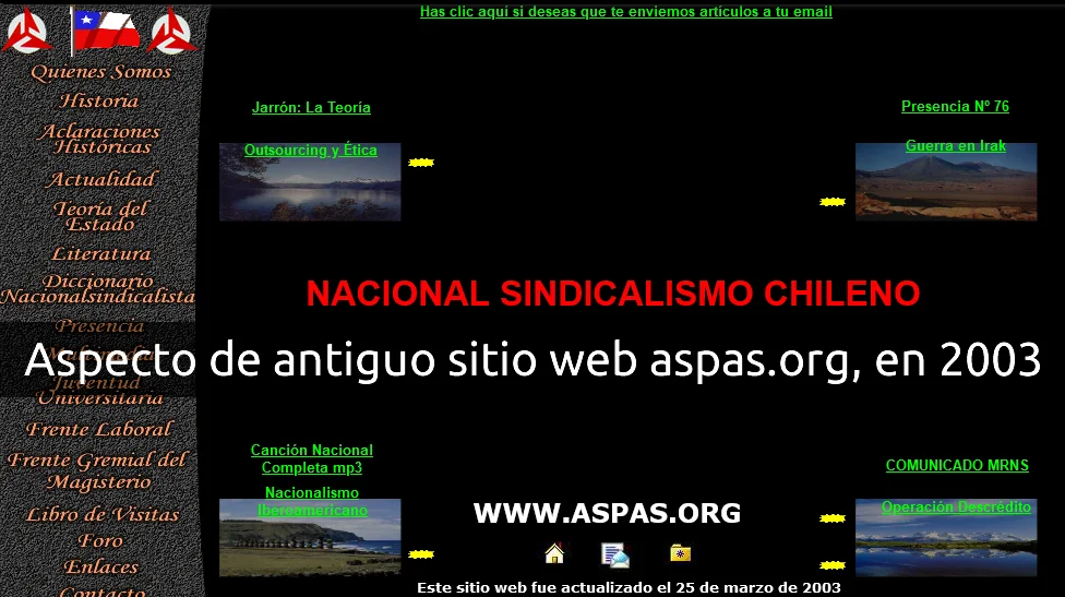 Aspecto de antiguo sitio web aspas.org en 2003